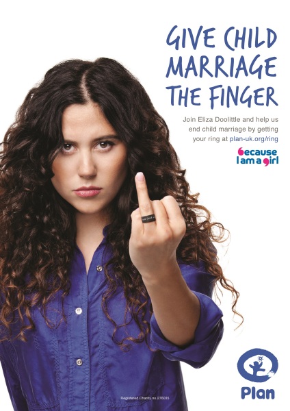 Eliza Doolittle gives child  marriage the finger