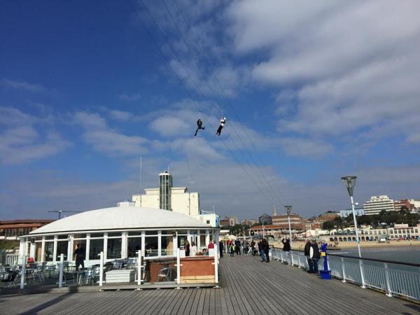 Blind and Partially Sighted People Take Part in First Ever Pier to Shore Zip Wire Experience