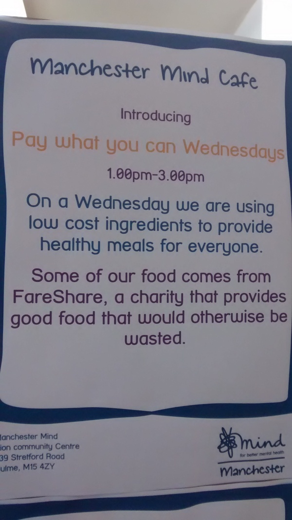 Manchester Mind Cafe: Pay What You Can Wednesdays