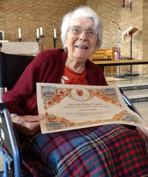 96 Year Old Parishioner Awarded Papal Blessing for 40 Years of Volunteering Service