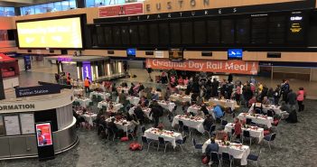 200 homeless people enjoy Christmas Dinner at London Euston Station