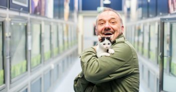 TV star Bob Mortimer meets unwanted cats looking for homes in time for Valentine’s Day