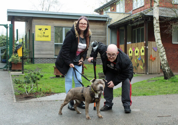 Kilo was found tied to the gates at Dogs Trust Merseyside with his food bowls and a note telling staff his name